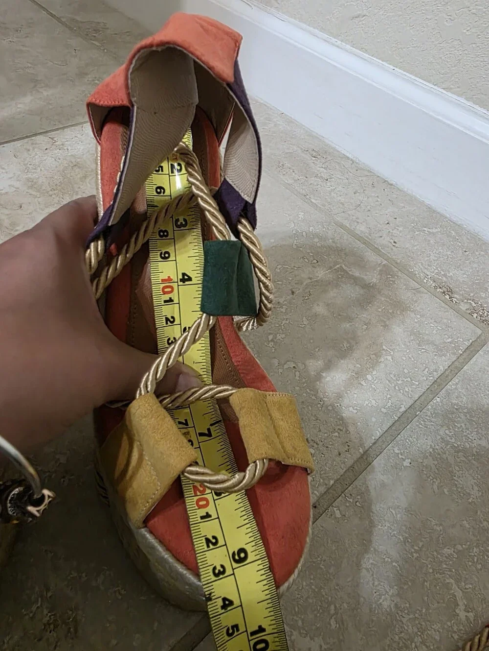 Vibrant Colorblock Platform Espadrille Lace-Up Sandals. US 6.5
